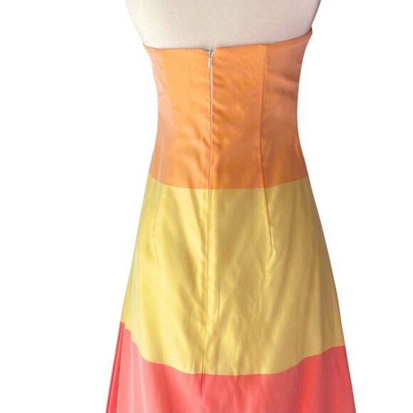 Jessica McClintock Millennium 2000 Colorblock Gown Dress Orange Yellow Size 6 - Picture 5 of 8